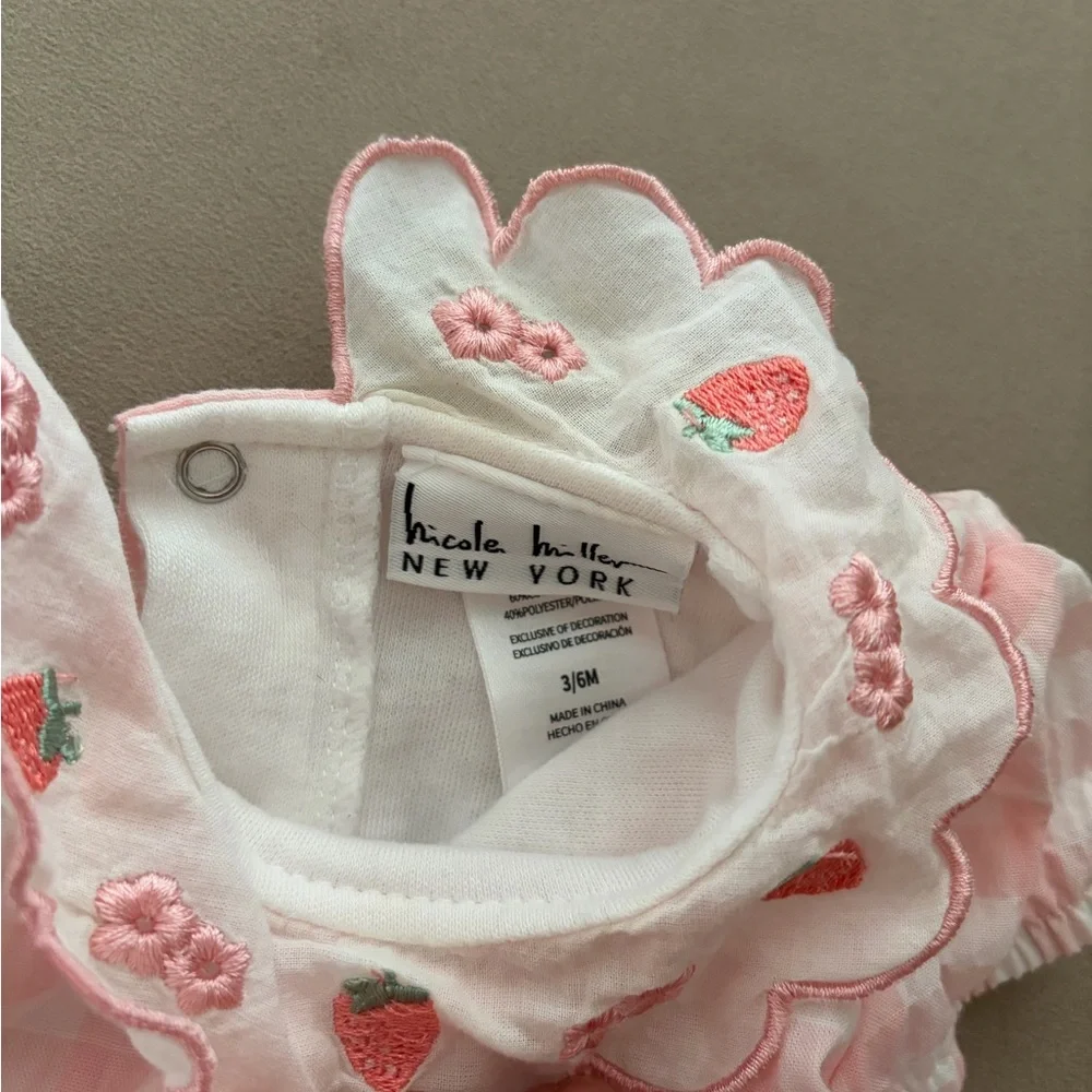 Nicole Miller Pink Gingham Diaper Cover Set